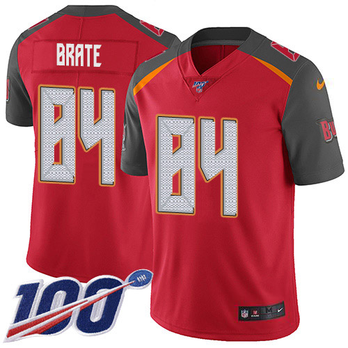 Personalized Buccaneers #84 Cameron Brate Red Team Color Men’s Stitched NFL 100th Season Untouchable Limited Jersey