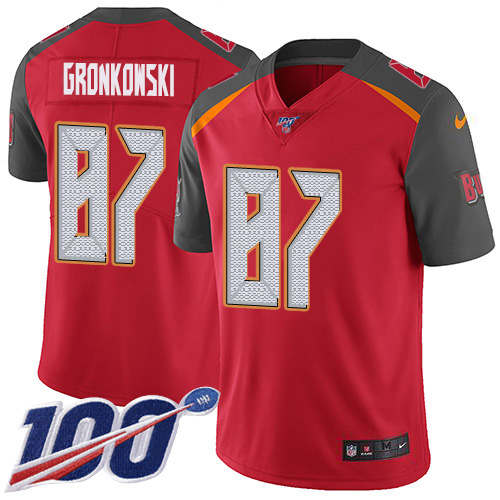 Personalized Buccaneers #87 Rob Gronkowski Red Team Color Men’s Stitched NFL 100th Season Untouchable Limited Jersey