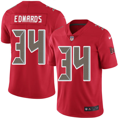 Personalized Buccaneers #34 Mike Edwards Red Men’s Stitched NFL Limited Rush Jersey