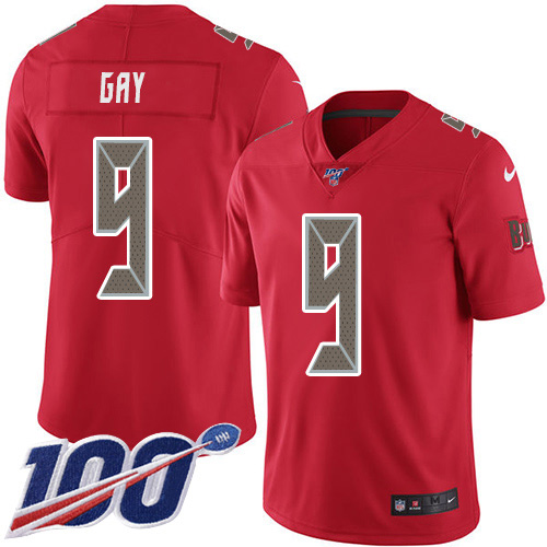 Personalized Buccaneers #9 Matt Gay Red Men’s Stitched NFL Limited Rush 100th Season Jersey