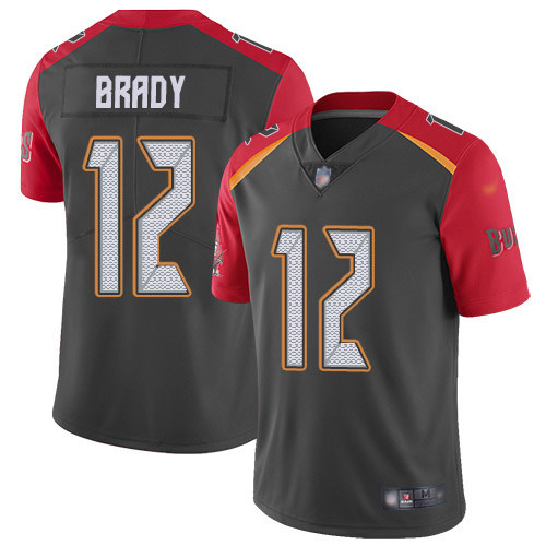 Personalized Buccaneers #12 Tom Brady Gray Men’s Stitched NFL Limited Inverted Legend Jersey