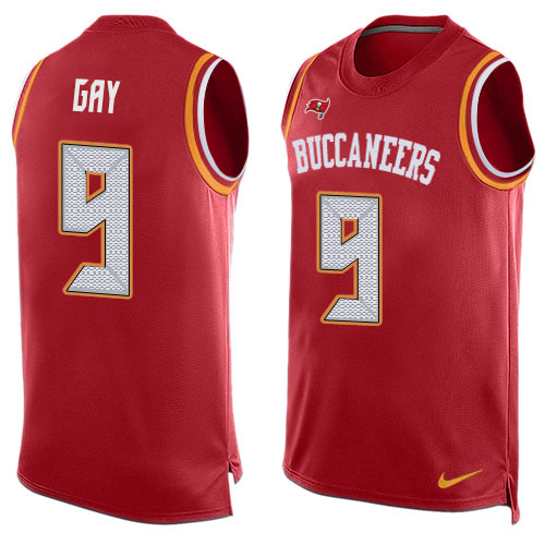 Personalized Buccaneers #9 Matt Gay Red Team Color Men’s Stitched NFL Limited Tank Top Jersey