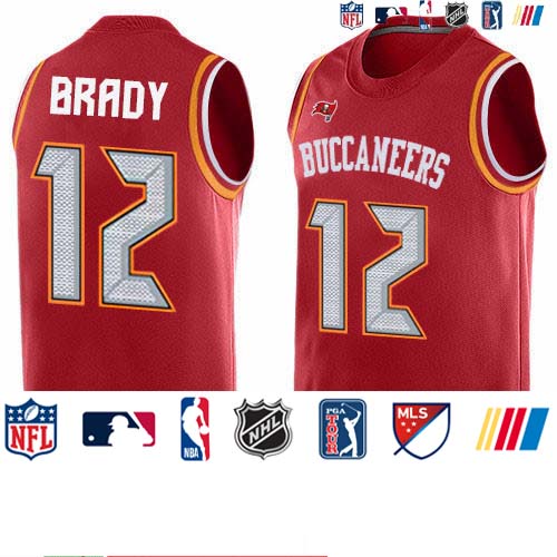 Personalized Buccaneers #12 Tom Brady Red Team Color Men’s Stitched NFL Limited Tank Top Jersey