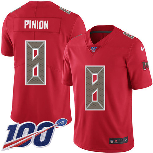 Personalized Buccaneers #8 Bradley Pinion Red Men’s Stitched NFL Limited Rush 100th Season Jersey