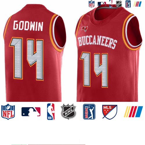 Personalized Buccaneers #14 Chris Godwin Red Team Color Men’s Stitched NFL Limited Tank Top Jersey