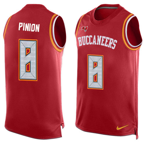 Personalized Buccaneers #8 Bradley Pinion Red Team Color Men’s Stitched NFL Limited Tank Top Jersey