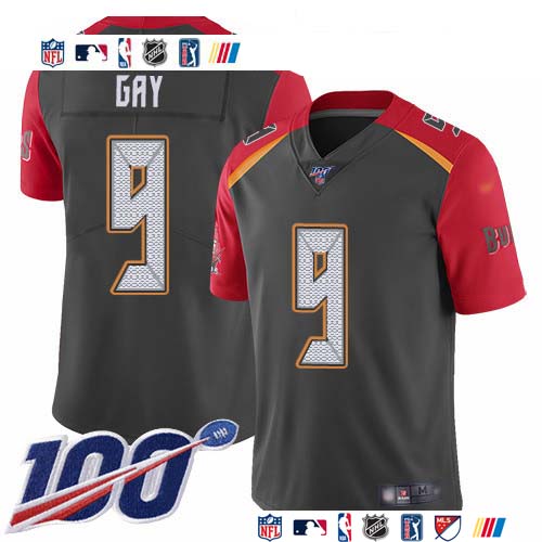 Personalized Buccaneers #9 Matt Gay Gray Men’s Stitched NFL Limited Inverted Legend 100th Season Jersey