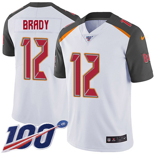 Personalized Buccaneers #12 Tom Brady White Men’s Stitched NFL 100th Season Untouchable Limited Jersey