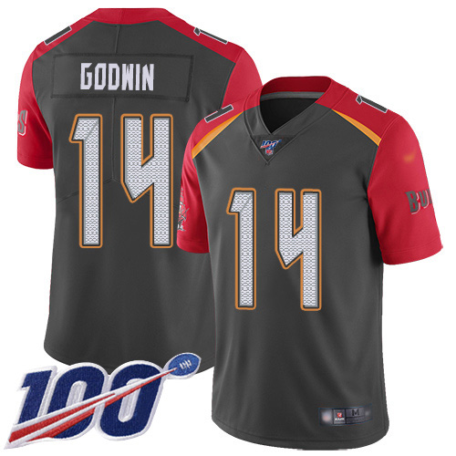 Personalized Buccaneers #14 Chris Godwin Gray Men’s Stitched NFL Limited Inverted Legend 100th Season Jersey