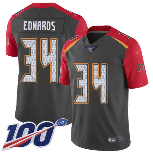 Personalized Buccaneers #34 Mike Edwards Gray Men’s Stitched NFL Limited Inverted Legend 100th Season Jersey