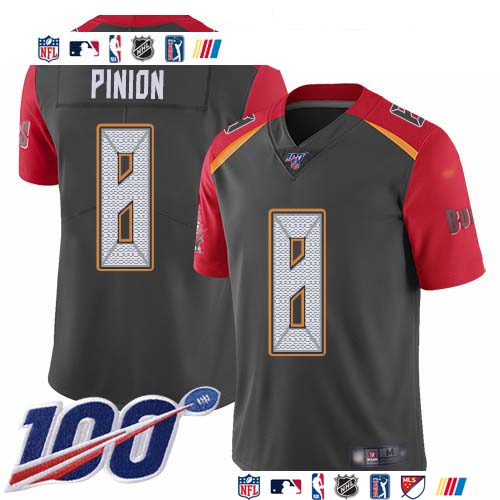Personalized Buccaneers #8 Bradley Pinion Gray Men’s Stitched NFL Limited Inverted Legend 100th Season Jersey