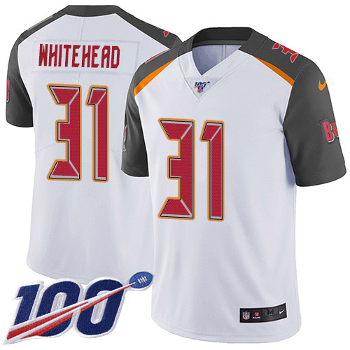Personalized Buccaneers #31 Jordan Whitehead White Men’s Stitched NFL 100th Season Untouchable Limited Jersey