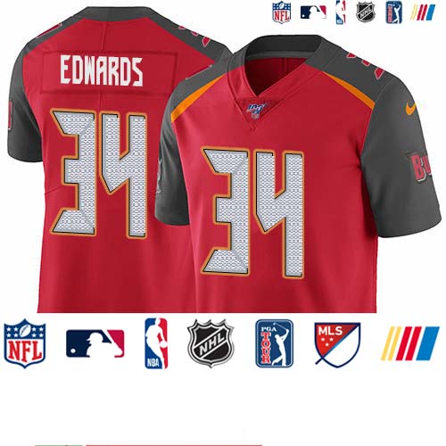 Personalized Buccaneers #34 Mike Edwards Red Team Color Men’s Stitched NFL 100th Season Untouchable Limited Jersey