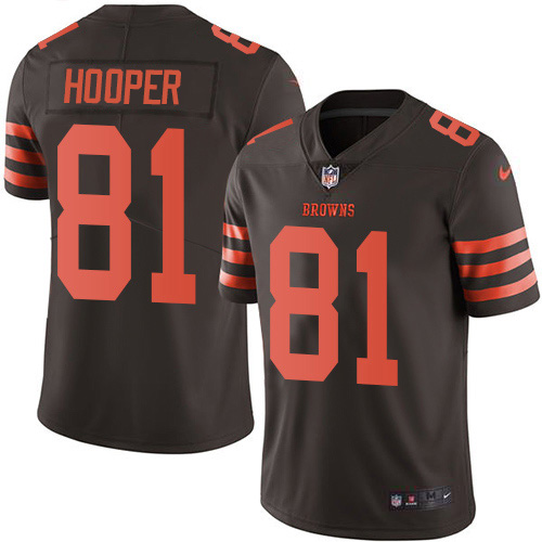 Personalized Browns #81 Austin Hooper Brown Men’s Stitched NFL Limited Rush Jersey