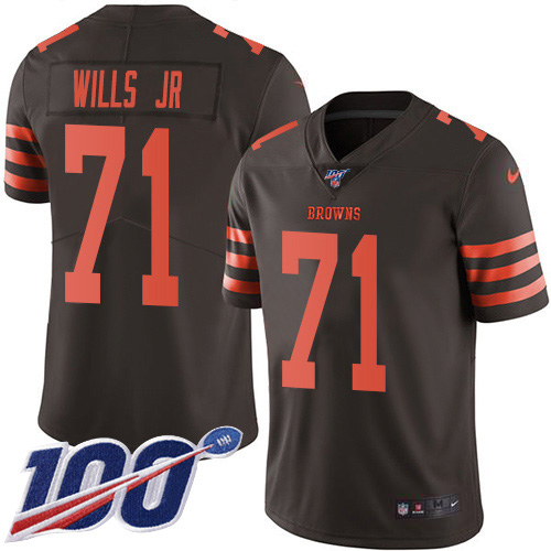 Personalized Browns #71 Jedrick Wills JR Brown Men’s Stitched NFL Limited Rush 100th Season Jersey