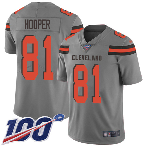 Personalized Browns #81 Austin Hooper Gray Men’s Stitched NFL Limited Inverted Legend 100th Season Jersey