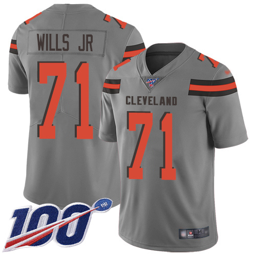 Personalized Browns #71 Jedrick Wills JR Gray Men’s Stitched NFL Limited Inverted Legend 100th Season Jersey