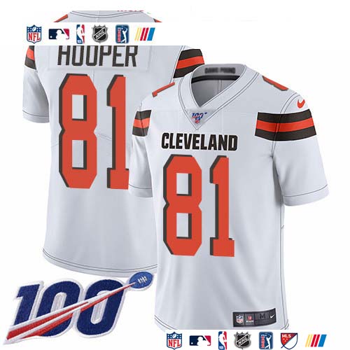 Personalized Browns #81 Austin Hooper White Men’s Stitched NFL 100th Season Untouchable Limited Jersey