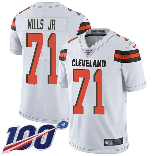 Personalized Browns #71 Jedrick Wills JR White Men’s Stitched NFL 100th Season Untouchable Limited Jersey