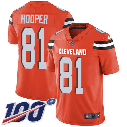 Personalized Browns #81 Austin Hooper Orange Alternate Men’s Stitched NFL 100th Season Untouchable Limited Jersey