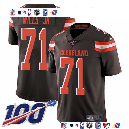 Personalized Browns #71 Jedrick Wills JR Brown Team Color Men’s Stitched NFL 100th Season Untouchable Limited Jersey