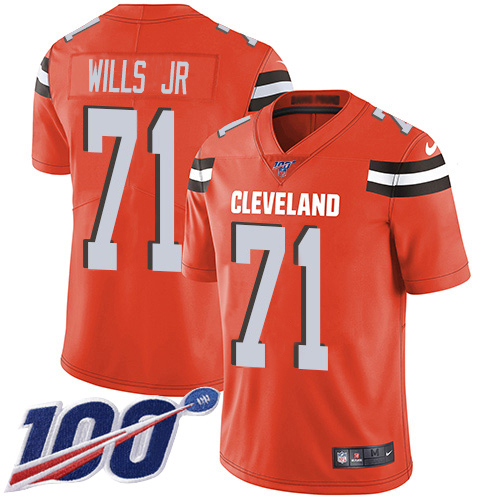 Personalized Browns #71 Jedrick Wills JR Orange Alternate Men’s Stitched NFL 100th Season Untouchable Limited Jersey