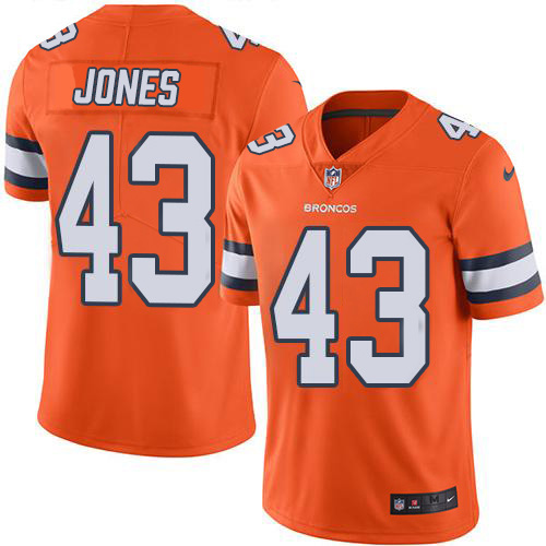 Personalized Broncos #43 Joe Jones Orange Men’s Stitched NFL Limited Rush Jersey