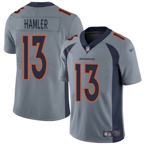 Personalized Broncos #13 KJ Hamler Gray Men’s Stitched NFL Limited Inverted Legend Jersey