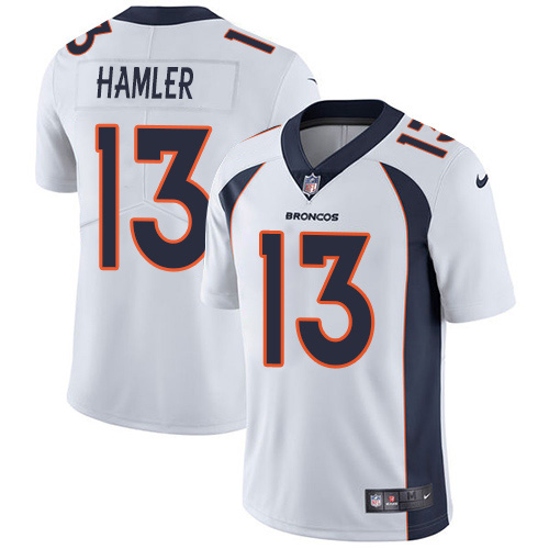 Personalized Broncos #13 KJ Hamler White Men’s Stitched NFL Untouchable Limited Jersey