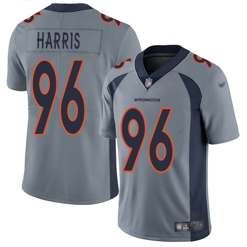 Personalized Broncos #96 Shelby Harris Gray Men’s Stitched NFL Limited Inverted Legend Jersey