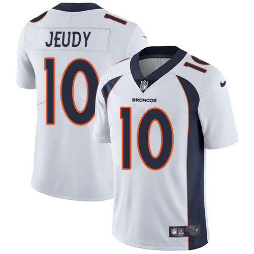 Personalized Broncos #10 Jerry Jeudy White Men’s Stitched NFL Untouchable Limited Jersey