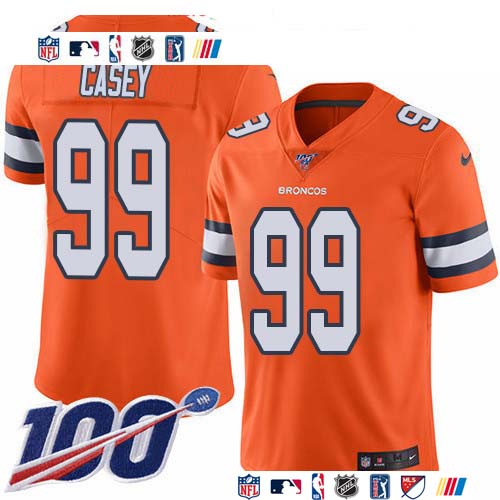 Personalized Broncos #99 Jurrell Casey Orange Men’s Stitched NFL Limited Rush 100th Season Jersey