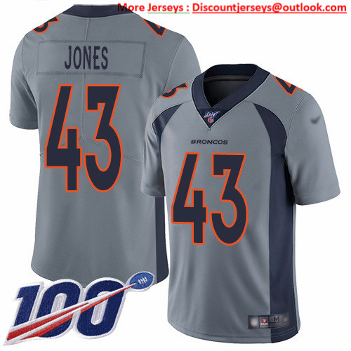 Personalized Broncos #43 Joe Jones Gray Men’s Stitched NFL Limited Inverted Legend 100th Season Jersey