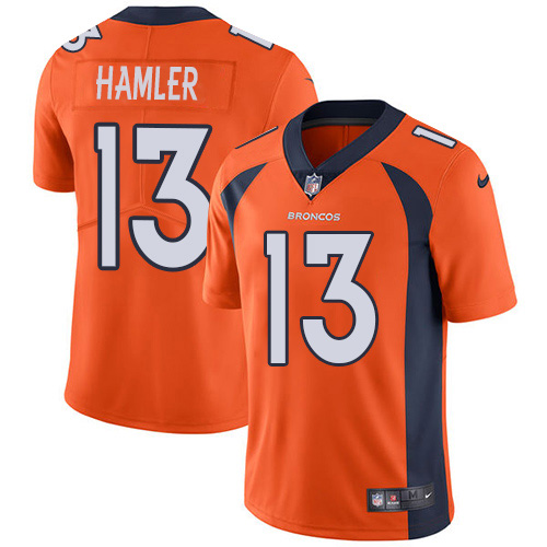 Personalized Broncos #13 KJ Hamler Orange Team Color Men’s Stitched NFL Untouchable Limited Jersey
