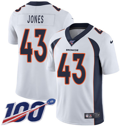 Personalized Broncos #43 Joe Jones White Men’s Stitched NFL 100th Season Untouchable Limited Jersey