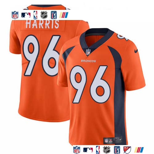 Personalized Broncos #96 Shelby Harris Orange Team Color Men’s Stitched NFL Untouchable Limited Jersey