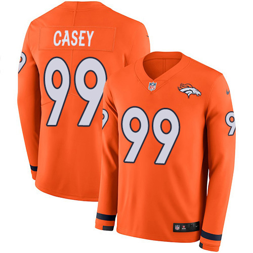 Personalized Broncos #99 Jurrell Casey Orange Team Color Men’s Stitched NFL Limited Therma Long Sleeve Jersey
