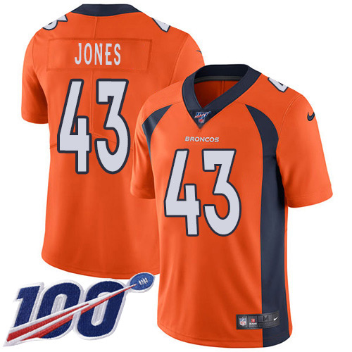 Personalized Broncos #43 Joe Jones Orange Team Color Men’s Stitched NFL 100th Season Untouchable Limited Jersey