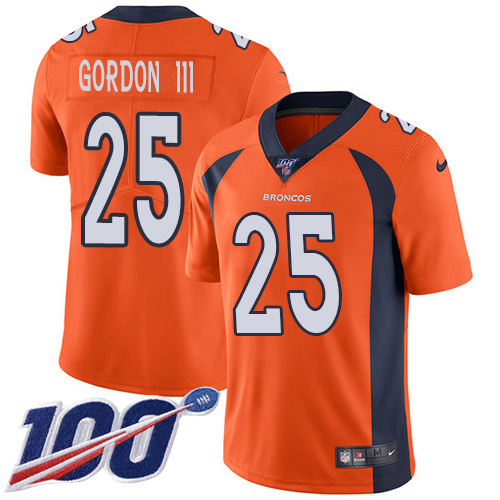 Personalized Broncos #25 Melvin Gordon III Orange Team Color Men’s Stitched NFL 100th Season Untouchable Limited Jersey