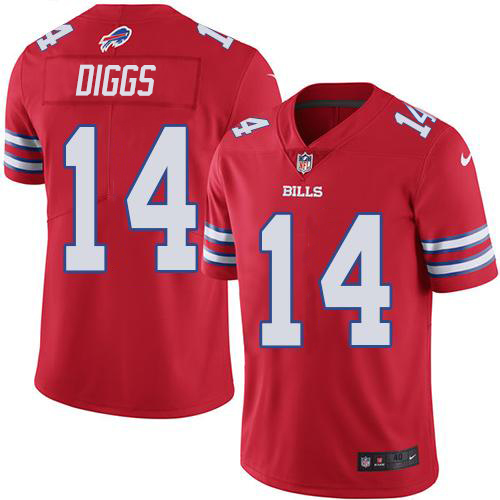 Personalized Bills #14 Stefon Diggs Red Men’s Stitched NFL Limited Rush Jersey