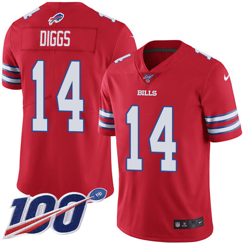 Personalized Bills #14 Stefon Diggs Red Men’s Stitched NFL Limited Rush 100th Season Jersey
