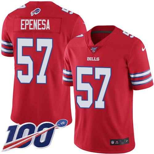 Personalized Bills #57 A.J. Epenesas Red Men’s Stitched NFL Limited Rush 100th Season Jersey