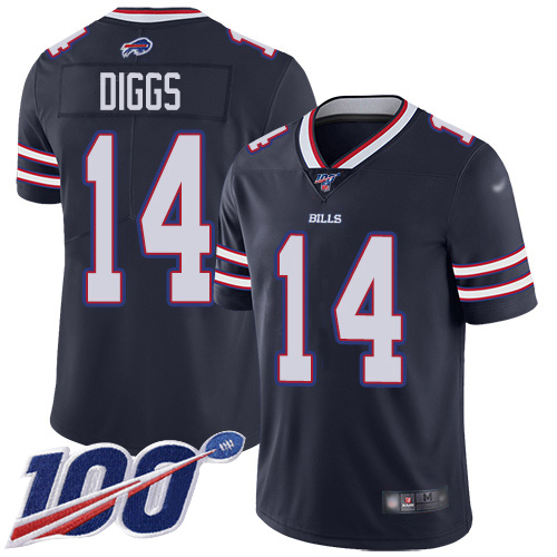 Personalized Bills #14 Stefon Diggs Navy Men’s Stitched NFL Limited Inverted Legend 100th Season Jersey