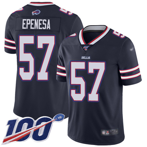 Personalized Bills #57 A.J. Epenesas Navy Men’s Stitched NFL Limited Inverted Legend 100th Season Jersey
