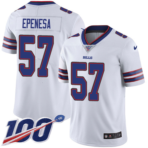 Personalized Bills #57 A.J. Epenesas White Men’s Stitched NFL 100th Season Untouchable Limited Jersey