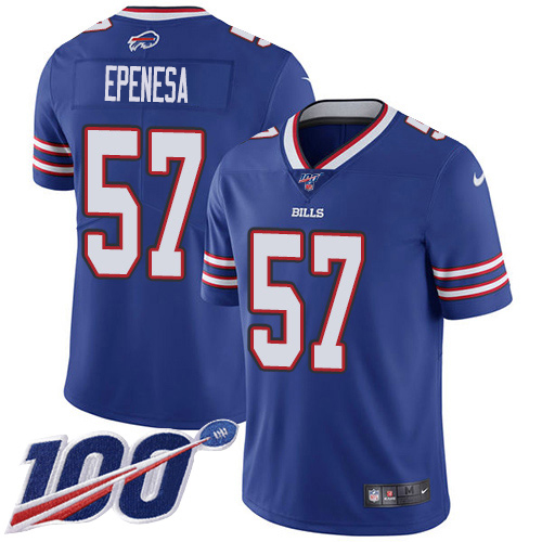 Personalized Bills #57 A.J. Epenesas Royal Blue Team Color Men’s Stitched NFL 100th Season Untouchable Limited Jersey