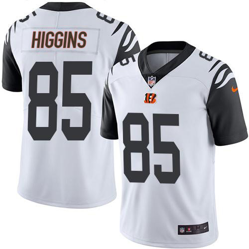 Personalized Bengals #85 Tee Higgins White Men’s Stitched NFL Limited Rush Jersey