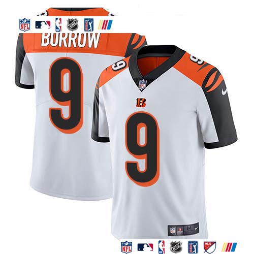 Personalized Bengals #9 Joe Burrow White Men’s Stitched NFL Untouchable Limited Jersey
