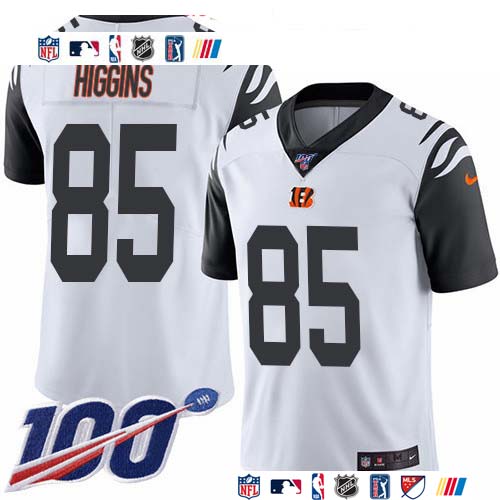 Personalized Bengals #85 Tee Higgins White Men’s Stitched NFL Limited Rush 100th Season Jersey