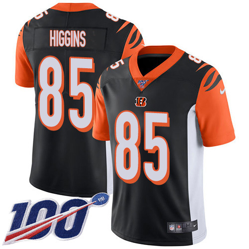 Personalized Bengals #85 Tee Higgins Black Team Color Men’s Stitched NFL 100th Season Untouchable Limited Jersey